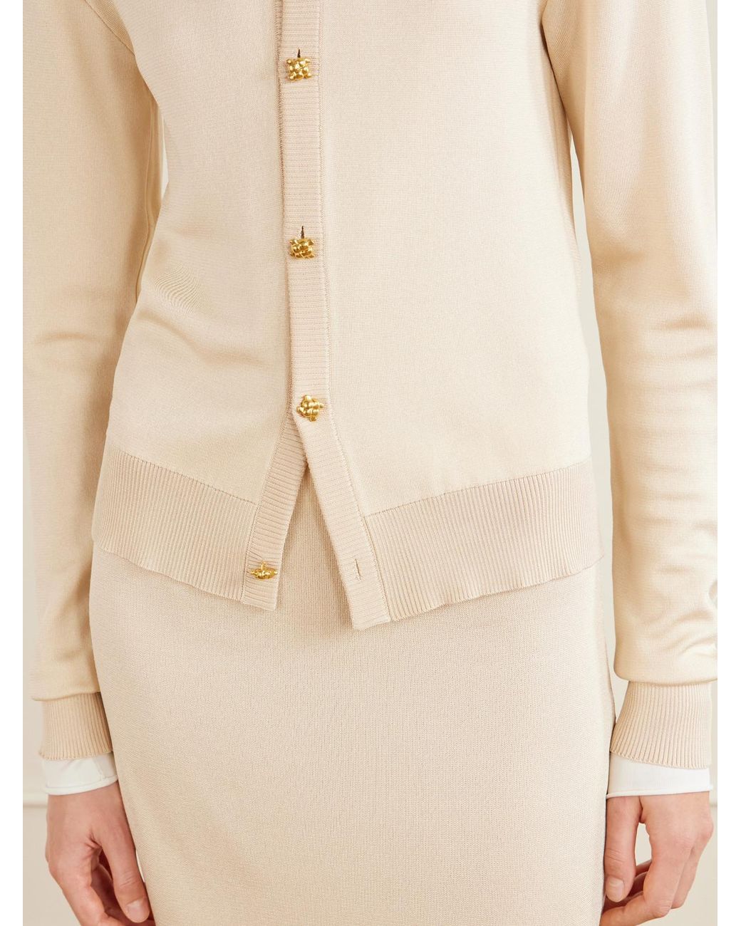 Bottega Veneta Natural Knitted Silk Cardigan