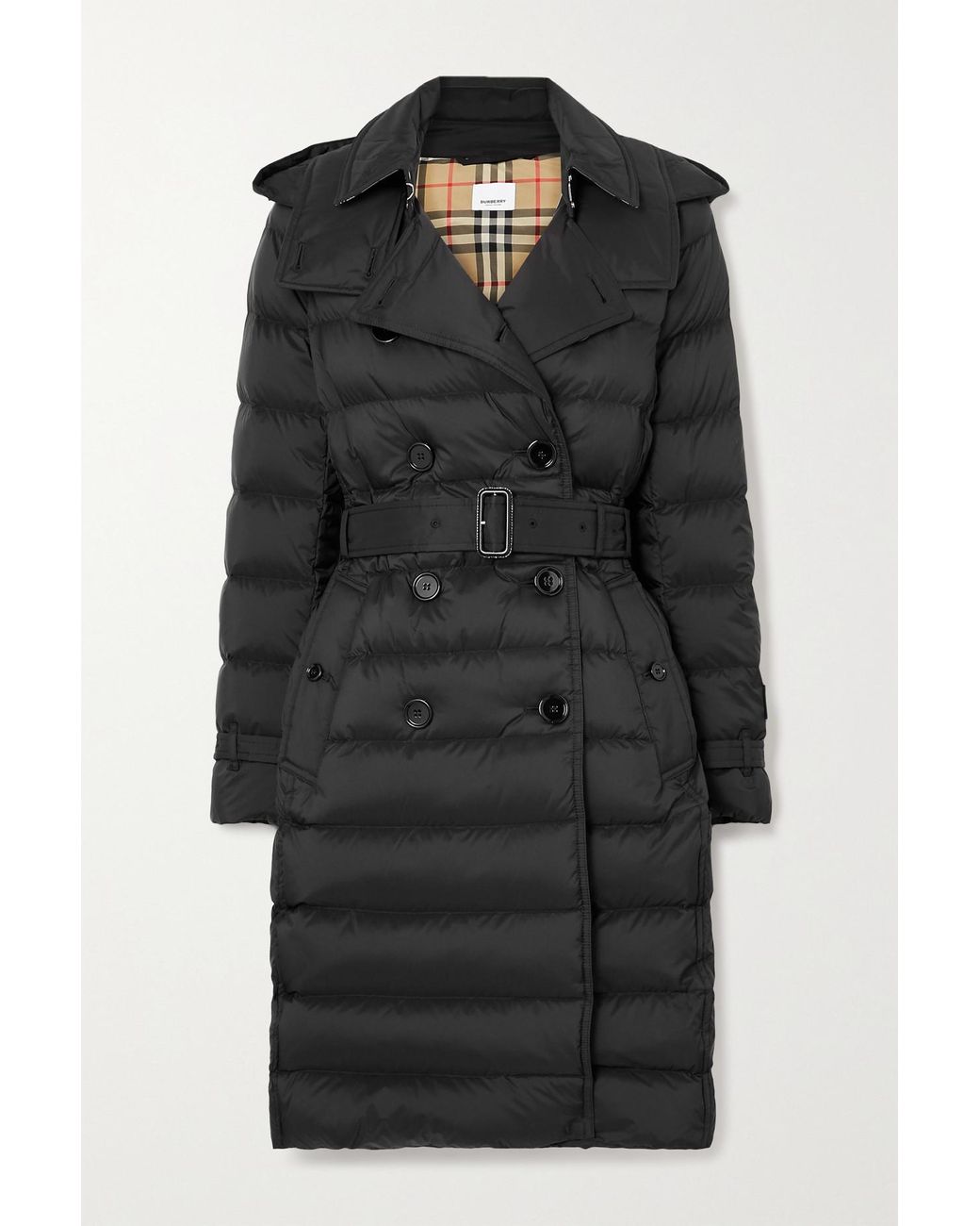 Burberry Net Sustain Belted Hooded Quilted Shell Down Coat in
