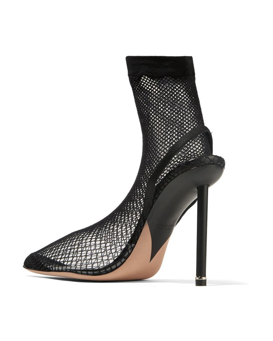 Leather-trimmed Fishnet Sock Boots 