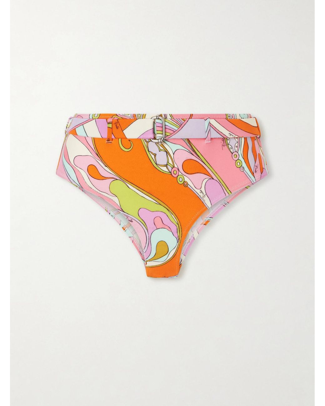 Emilio Pucci White Printed Belted Bikini Briefs