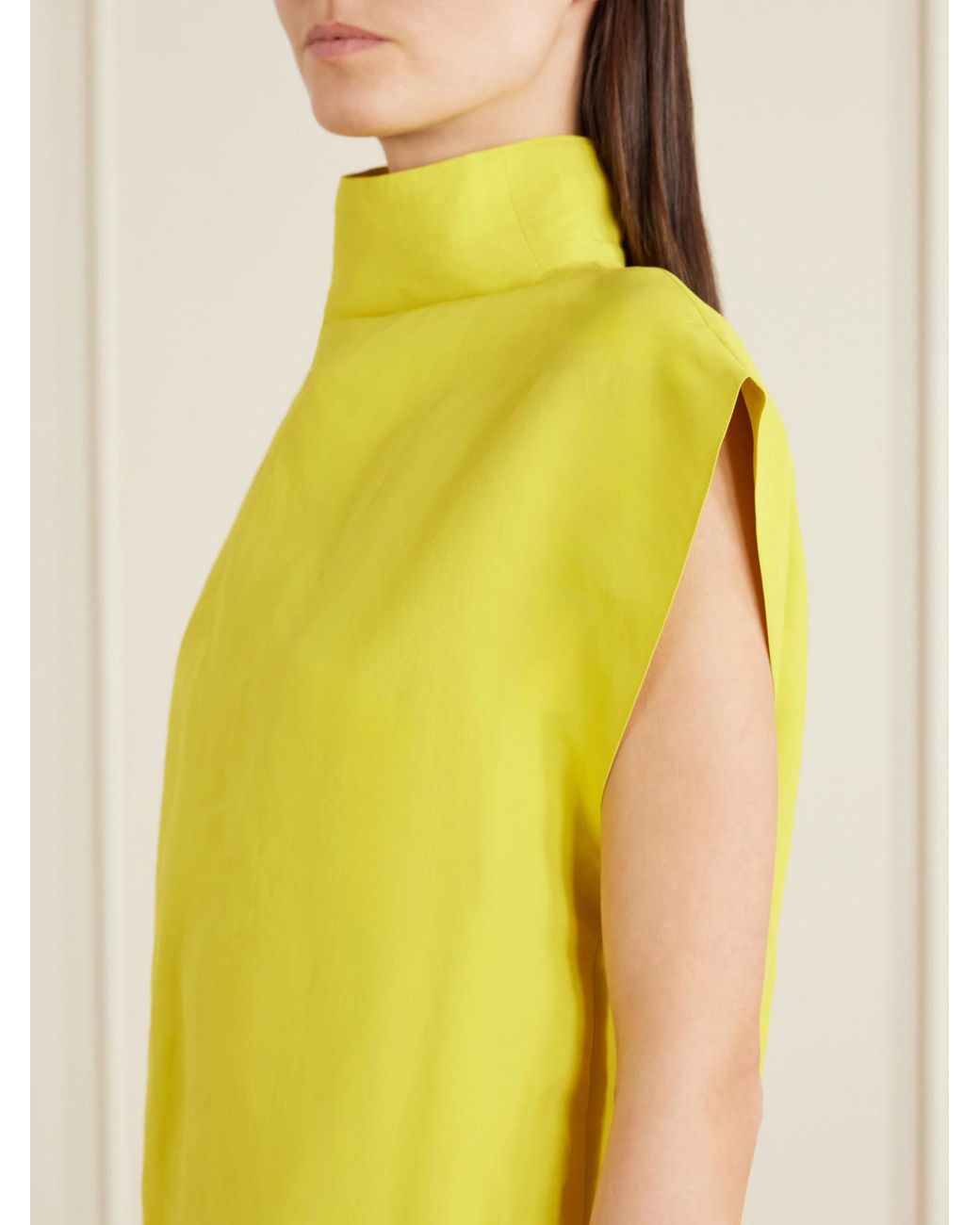 Alaïa Yellow Paper-Blend Turtleneck Top