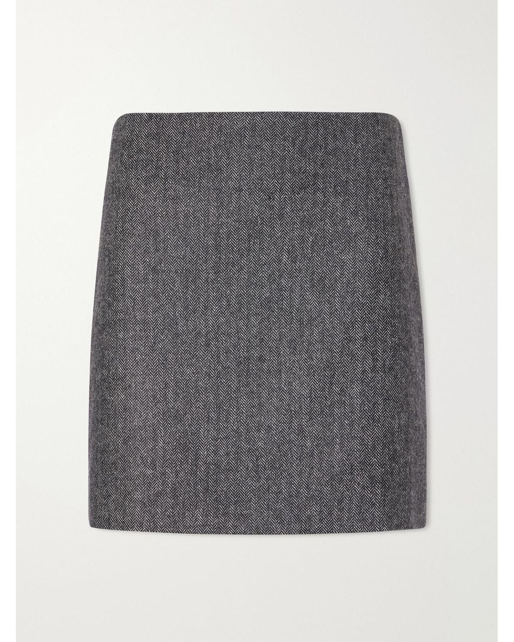 Blazé Milano Gray Coci Herringbone Wool-Blend Mini Skirt