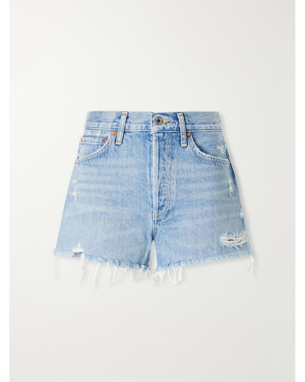 Agolde Blue Swapmeet Parker Short Vintage Cut Off Shorts