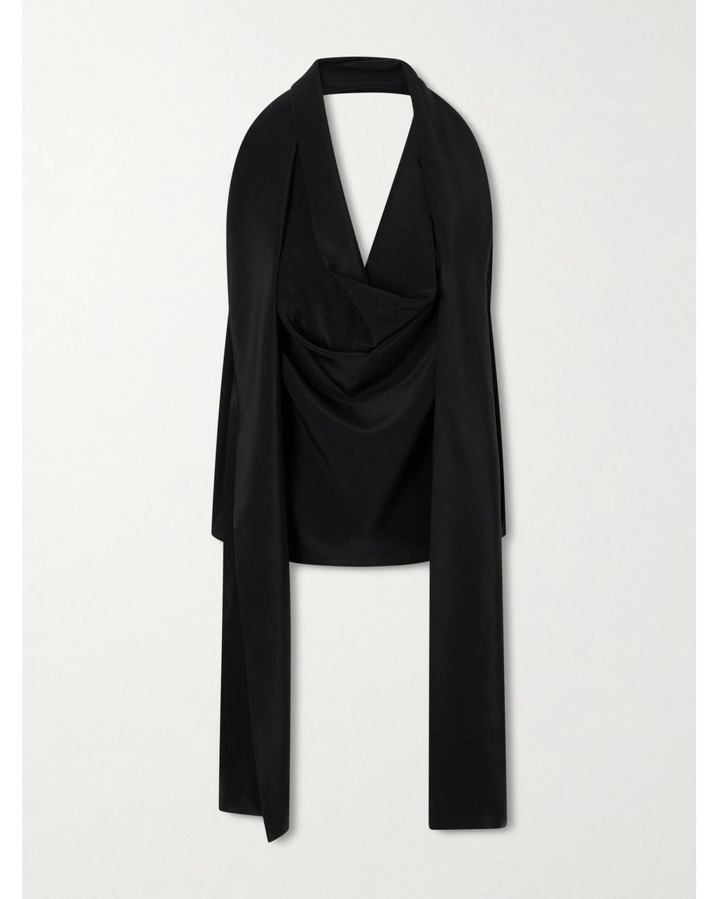 Sharon Wauchob Black Tie-Detailed Silk Tank