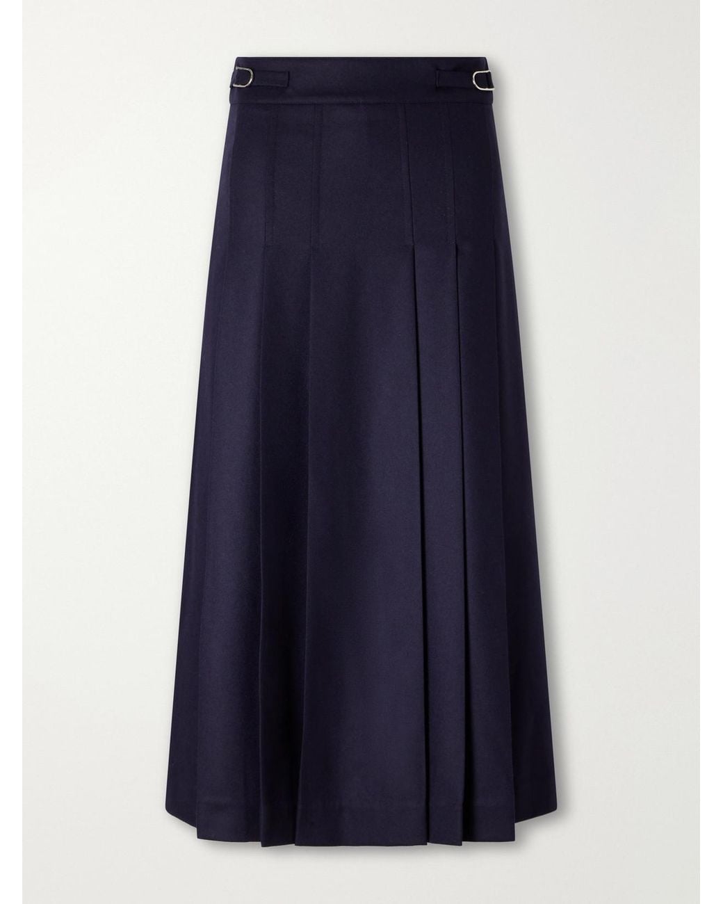 Gabriela Hearst Blue Wesley Pleated Wool And Cashmere-Blend Twill Midi Skirt