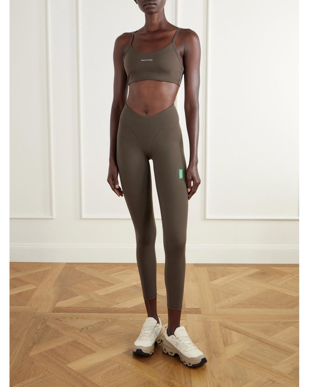 District Vision Gray Logo-Appliquéd Jersey Light-Support Sports Bra