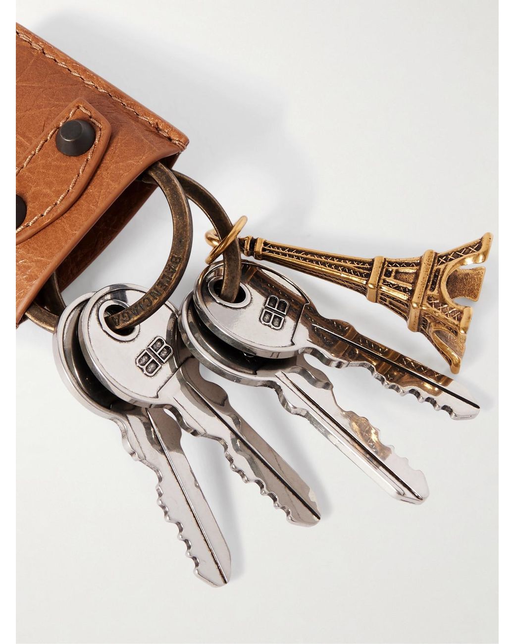 Balenciaga White Le City Charm Eiffel Textured-Leather, And-Tone Bag Charm