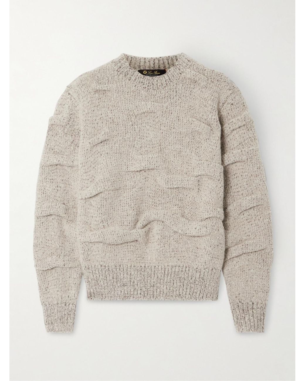 Loro Piana Natural Gathered Knitted Wool Sweater