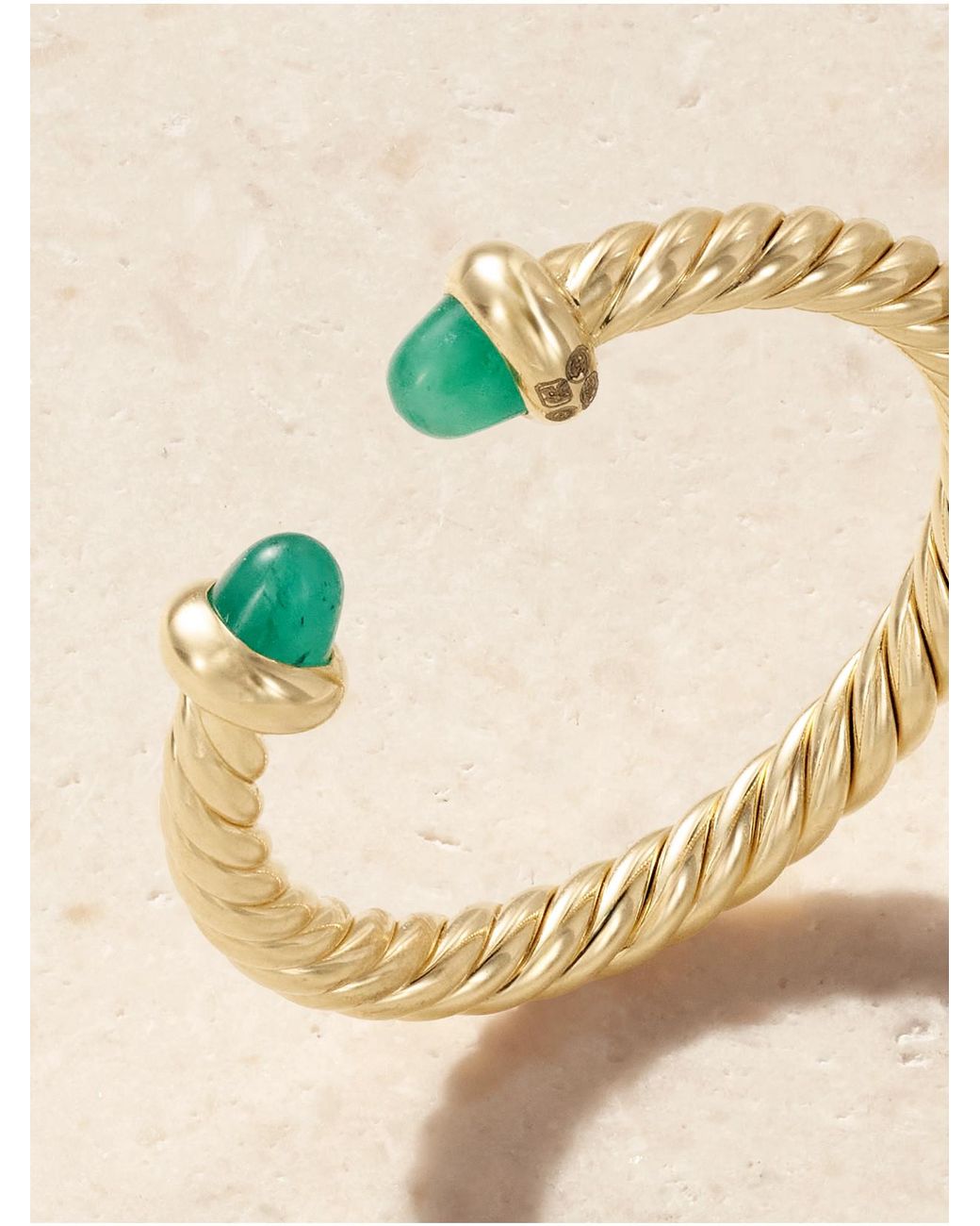 David Yurman Natural Micro Cablespira Flex 18-Karat Emerald Ring