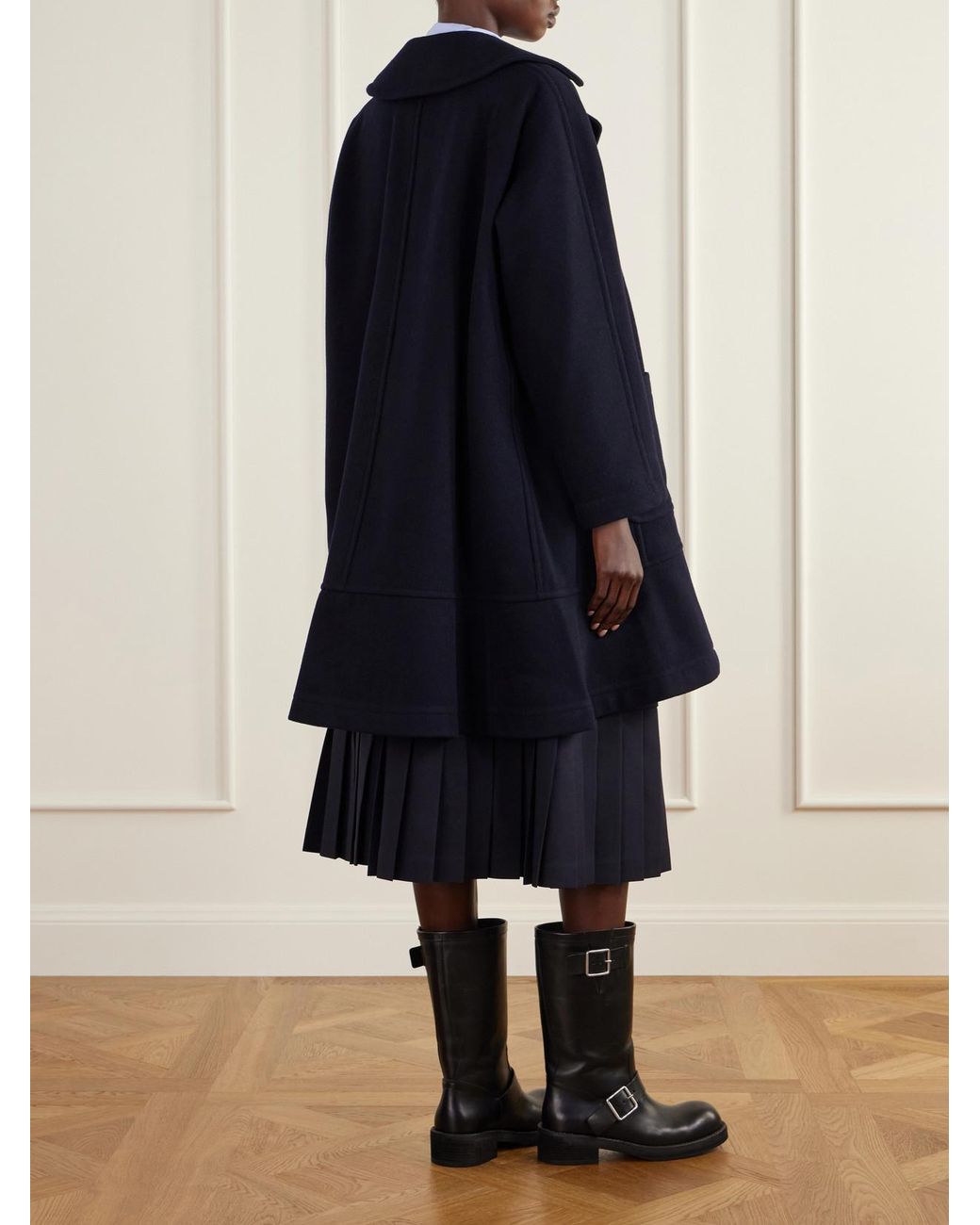 Comme des Garçons Blue Double-Breasted Melton Wool-Blend Felt Coat