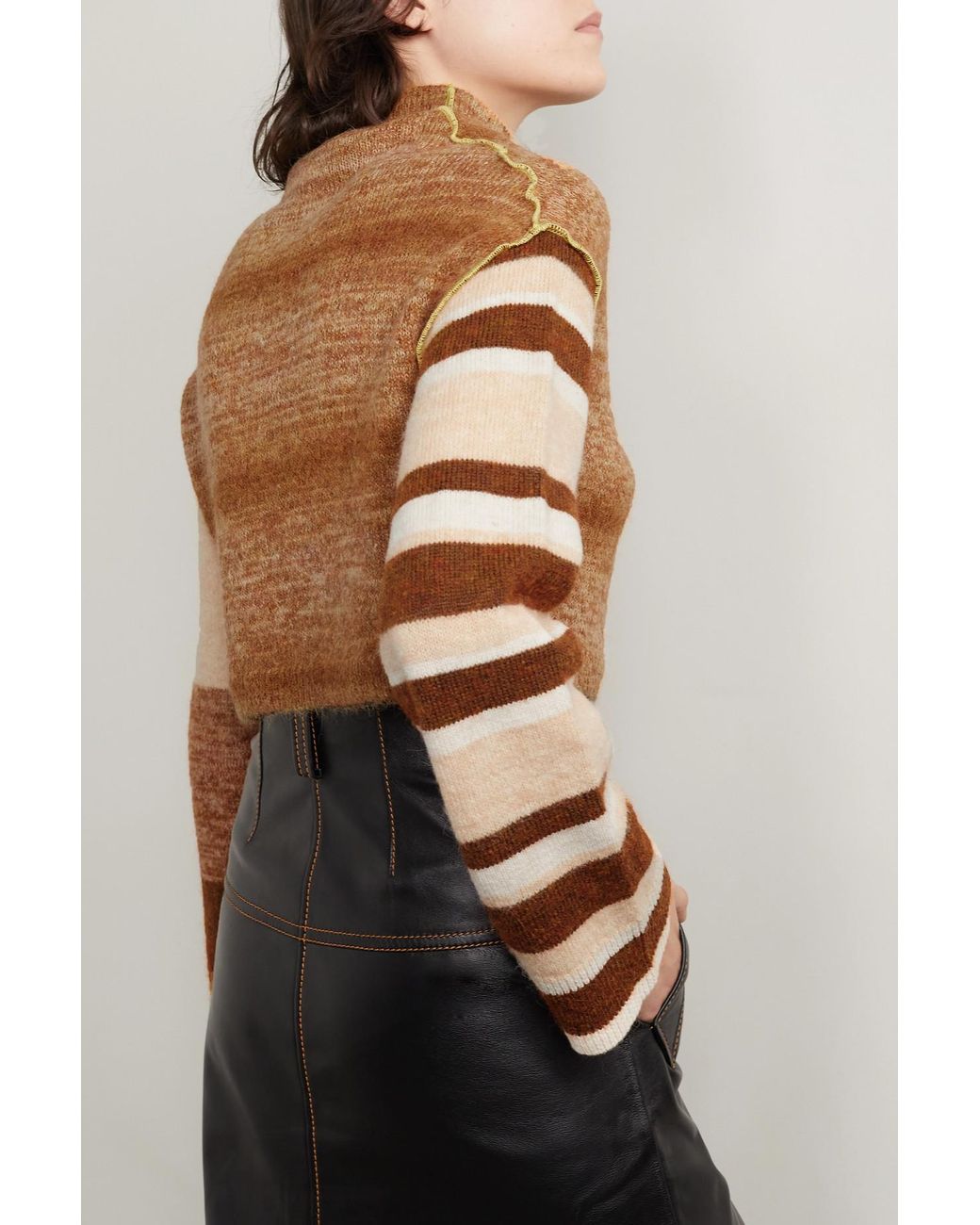 brown cropped turtleneck