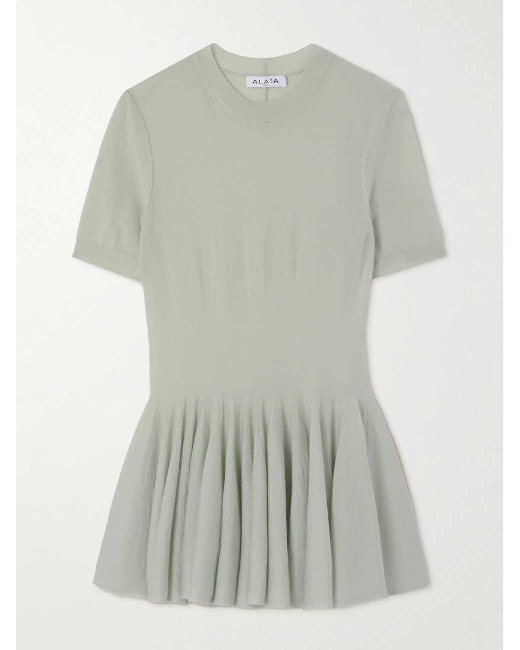 Alaïa Gray Wool Peplum Top