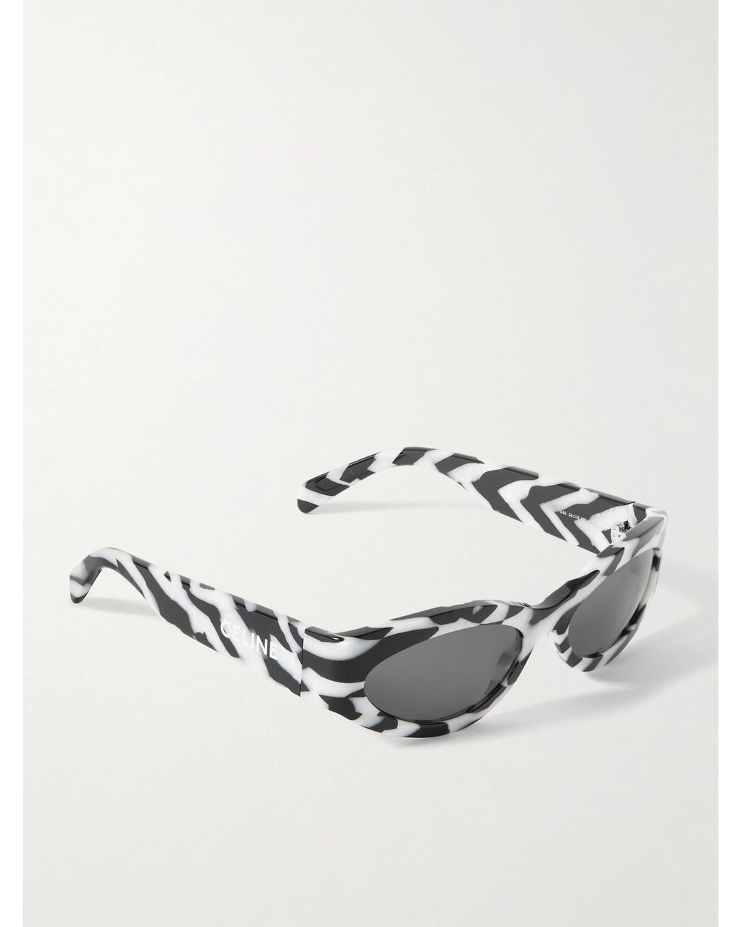 Céline Metallic Monochroms Cat-Eye Zebra-Print Acetate Sunglasses