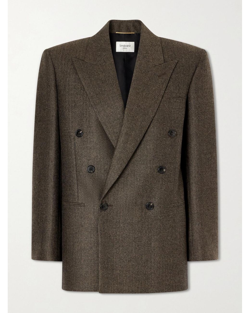 Saint Laurent Green Double-Breasted Virgin Wool Blazer