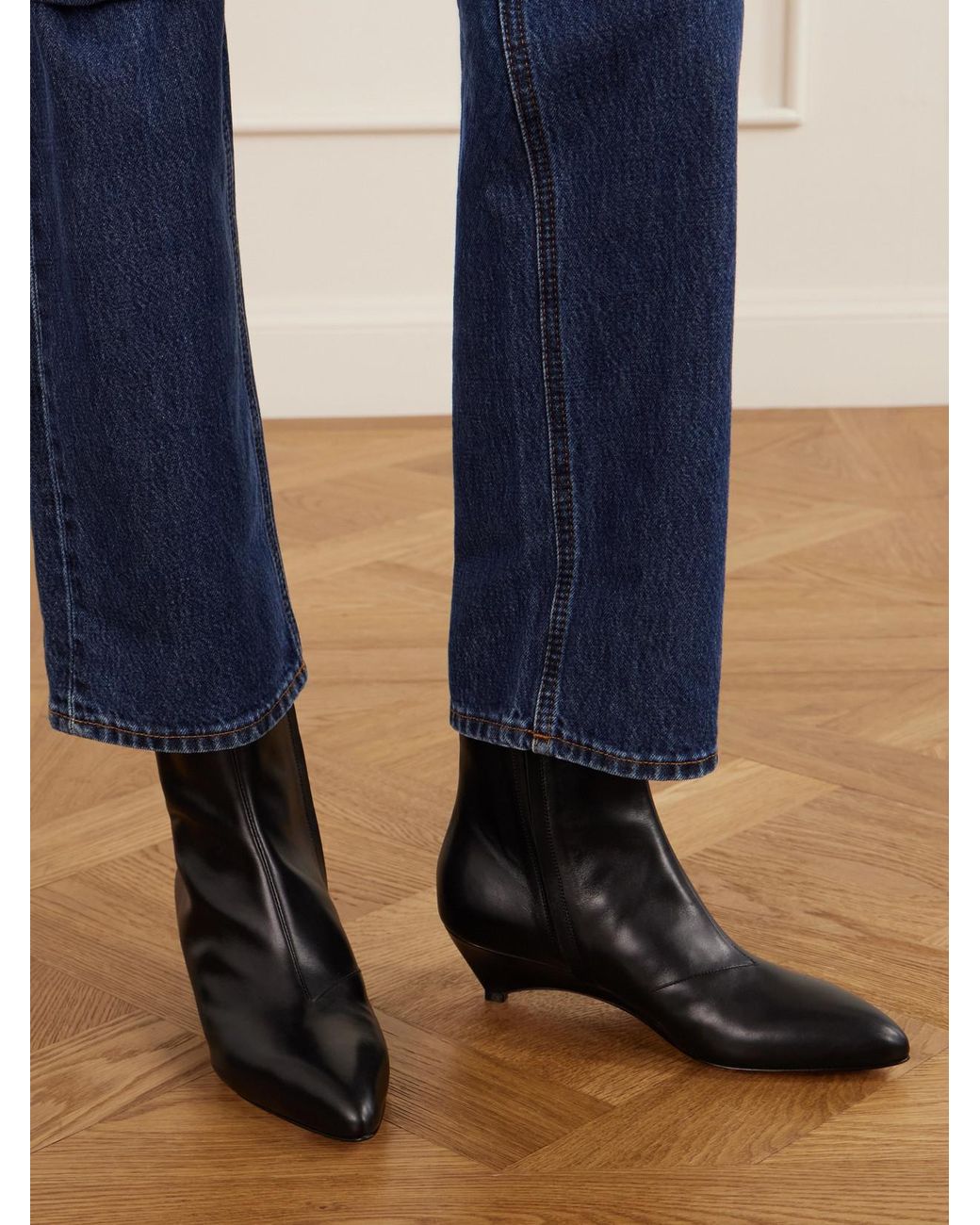 Jil Sander Black Arc Leather Ankle Boots