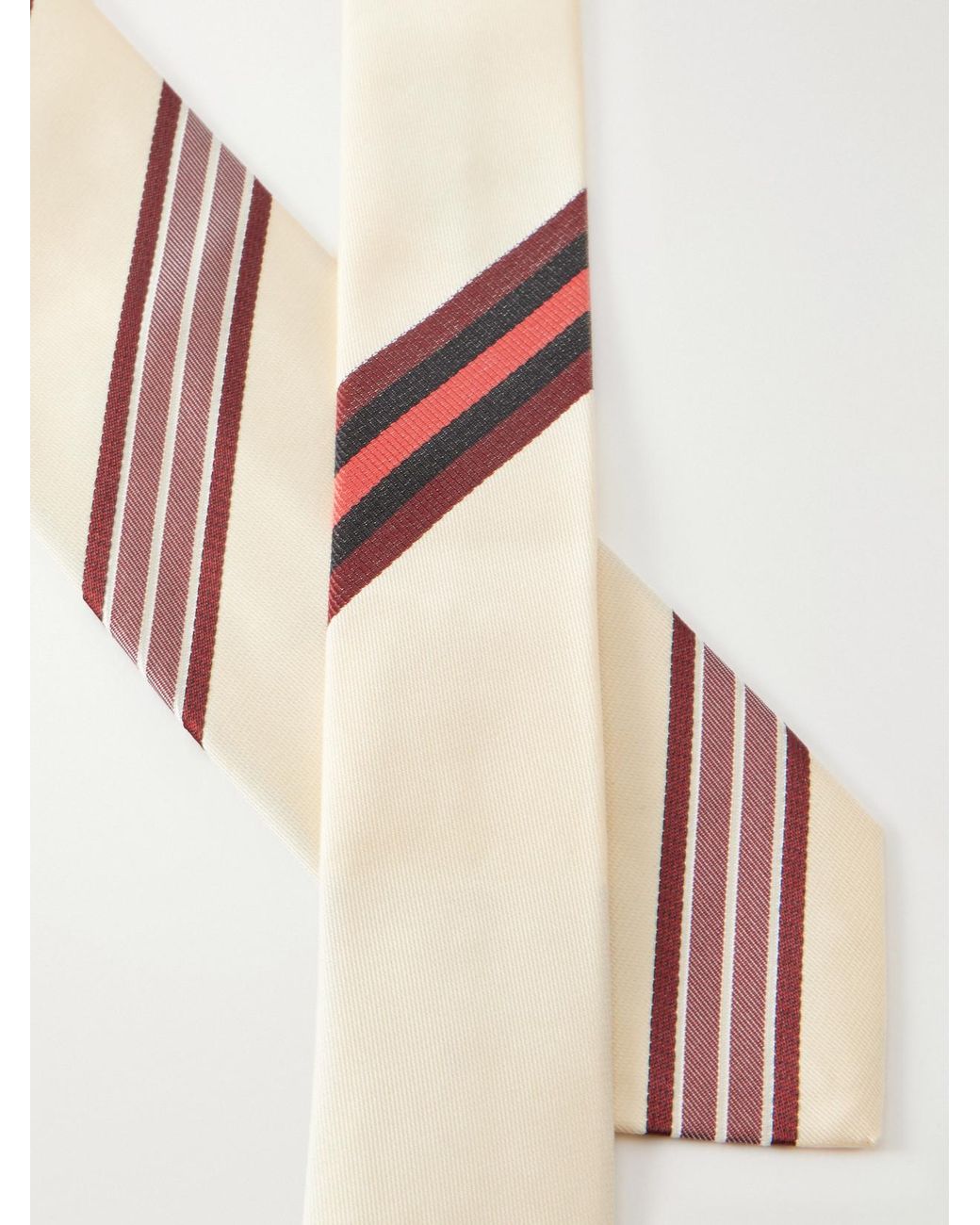 Dries Van Noten White Striped Silk-Jacquard Tie