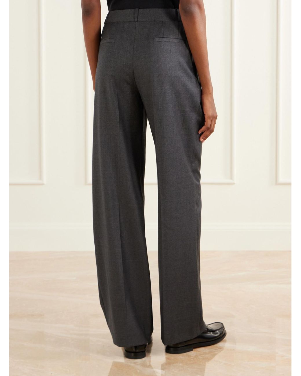 Loulou de Saison Gray Sbiru Pleated Wool-Twill Straight-Leg Pants