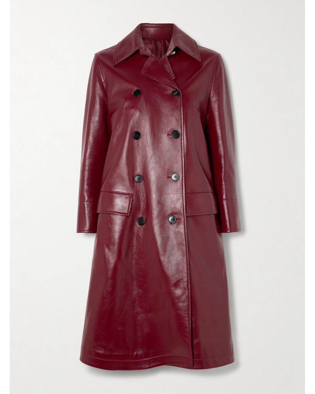 GUCCI by TOMFORDワインレッド 仔牛革ダブルフェイス ロングコート gucci-Burgundy-Double-Breasted