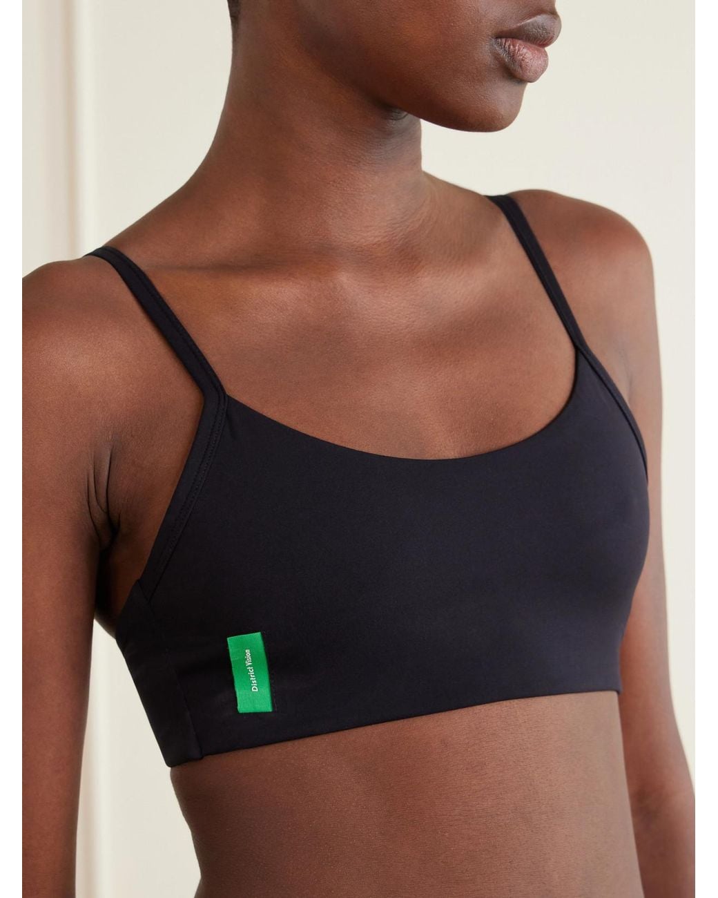 District Vision Blue Logo-Appliquéd Light Support Sports Bra