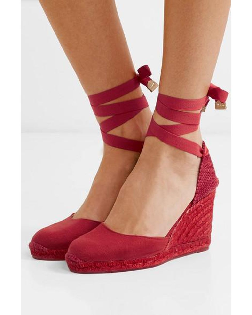Castañer Carina 80 Canvas Wedge Espadrilles in Red | Lyst