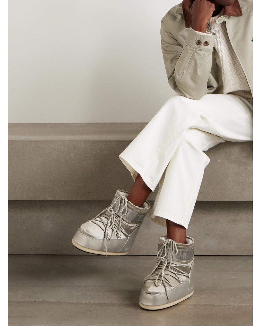 Moon Boot Natural Icon Glow Glance Metallic Satin And Pvc Snow Boots
