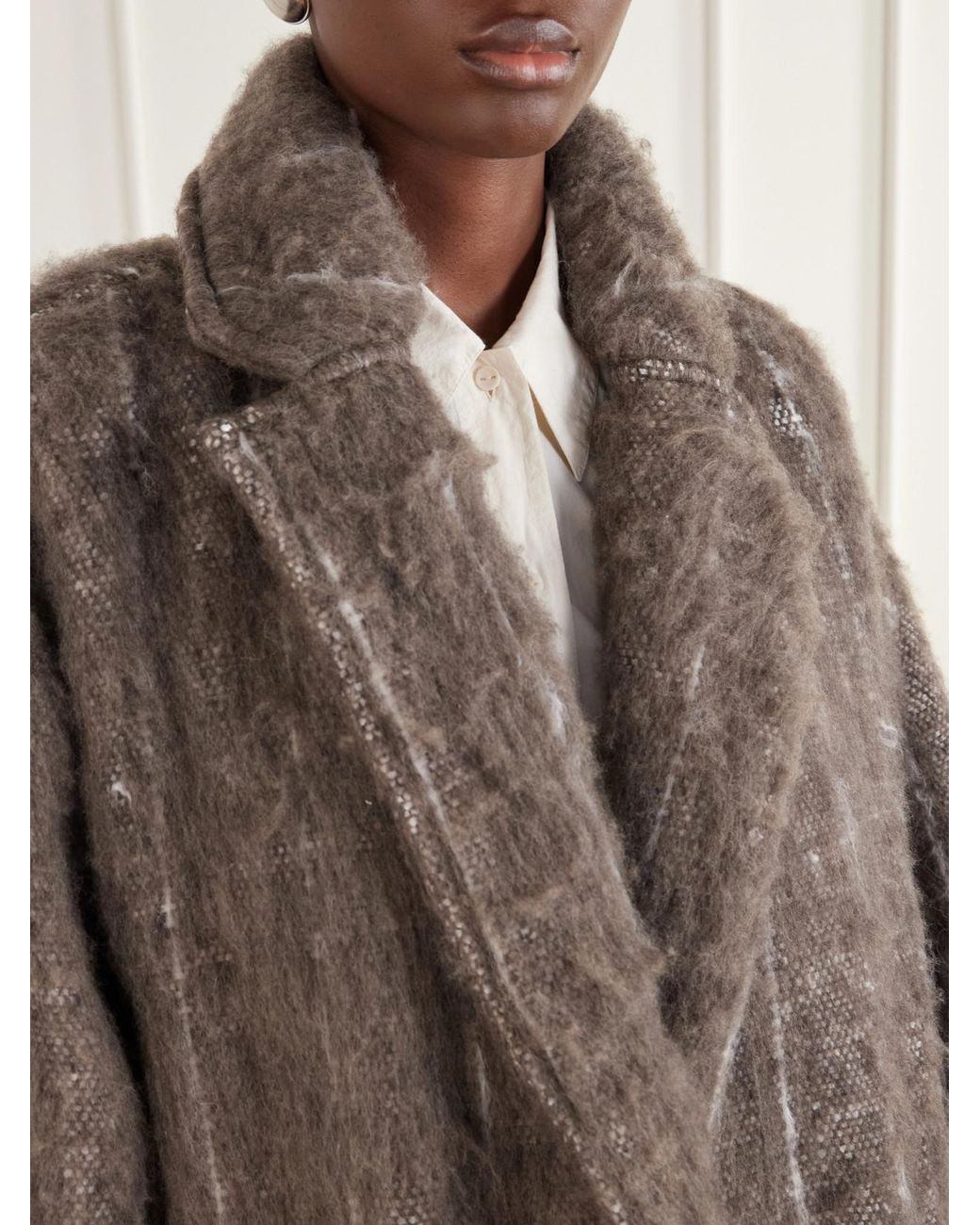 Marrakshi Life Brown The Cropped Blanket Striped Brushed Woven Coat