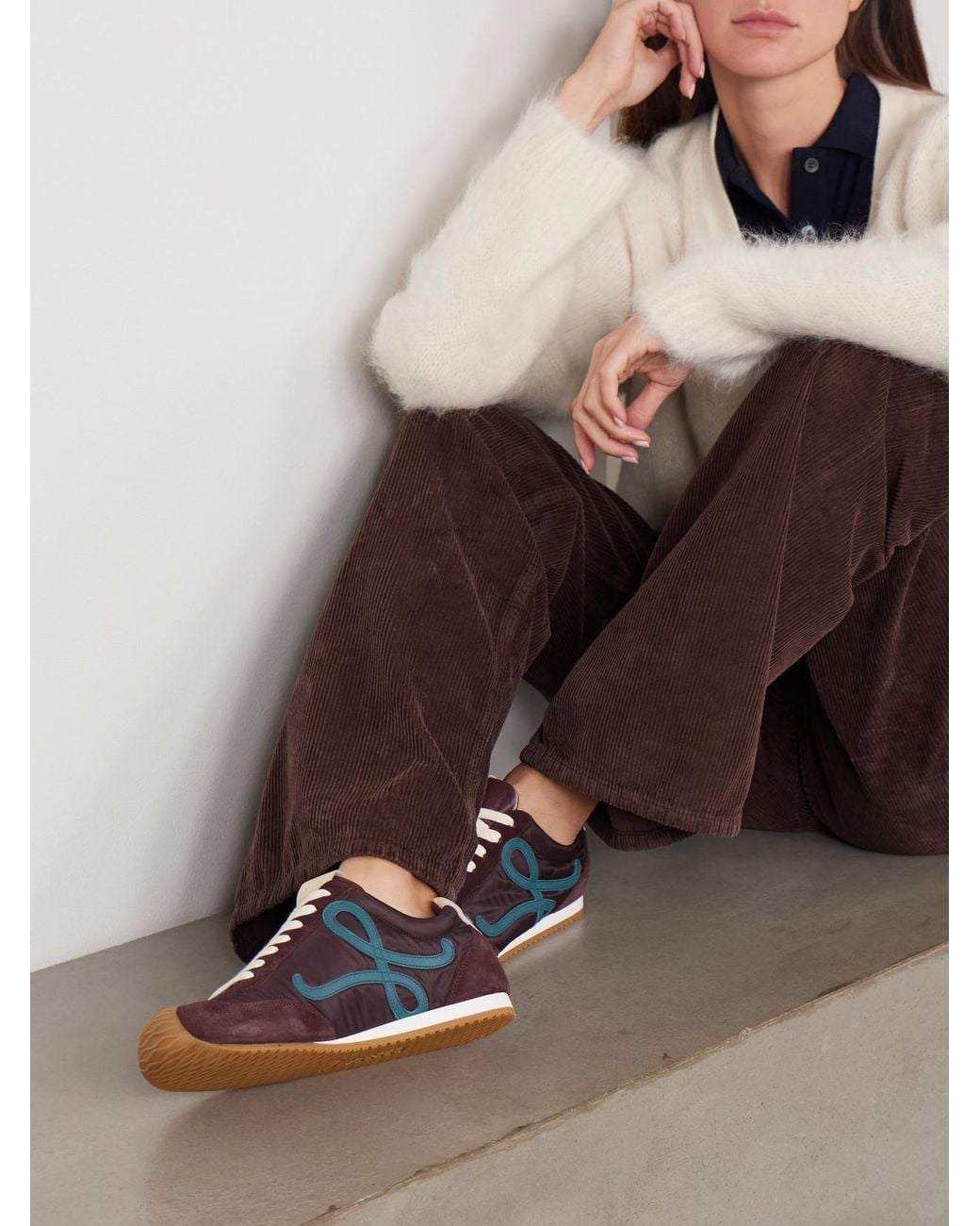 Loewe Black Ballet Runner 2.0 Logo-Appliquéd Shell, Suede And Leather Sneakers