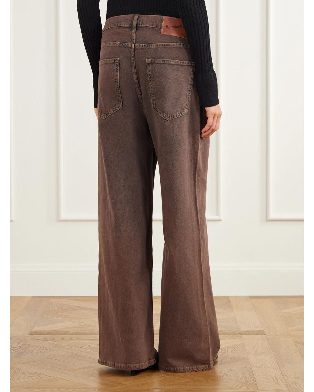 Sanderlak Brown Faded Mid-Rise Wide-Leg Jeans