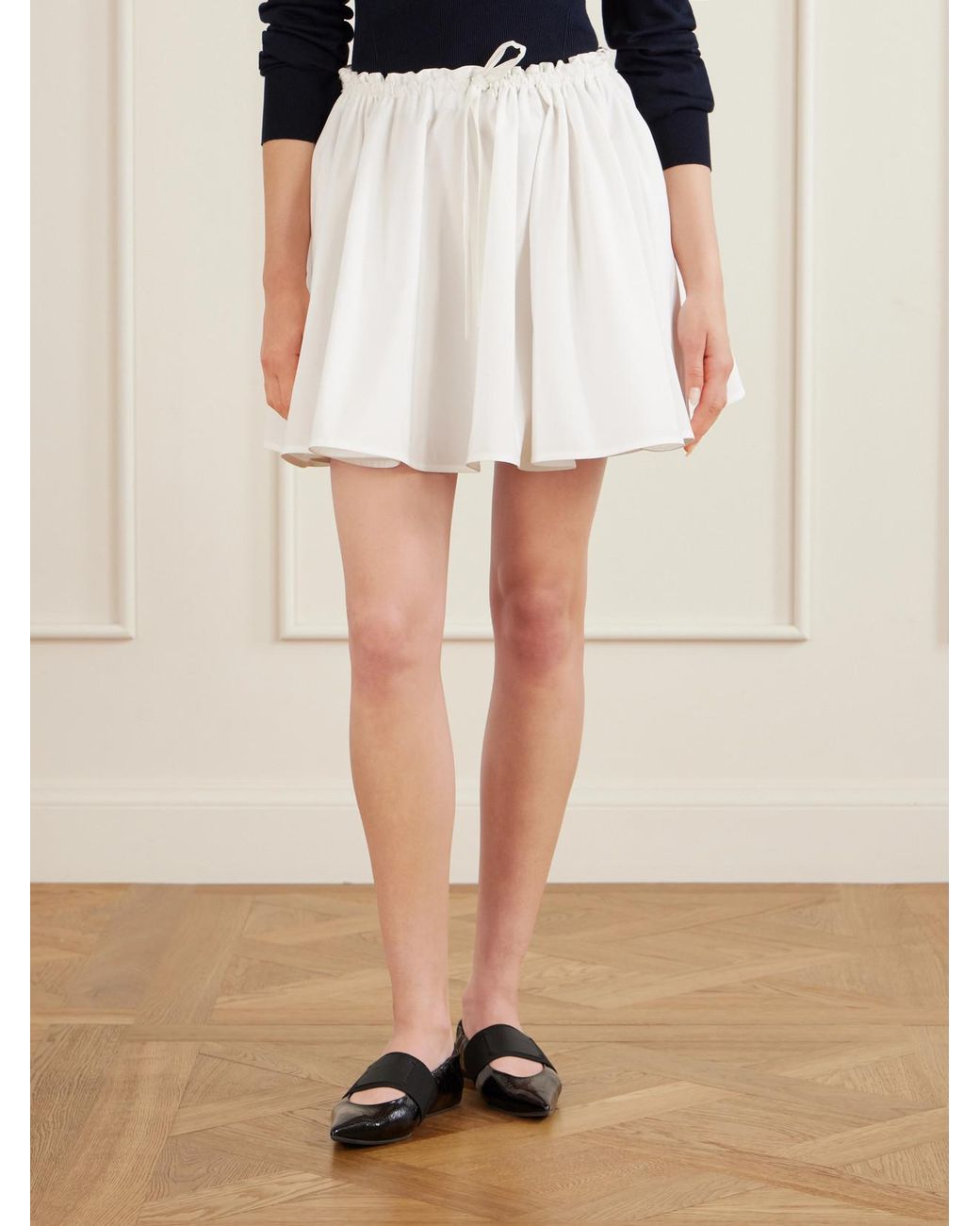 Givenchy White Pleated Cotton Mini Skirt