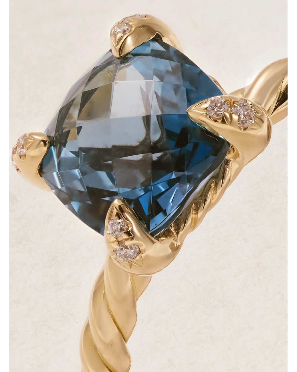 David Yurman Natural Chatelaine 18-Karat, Topaz And Diamond Ring