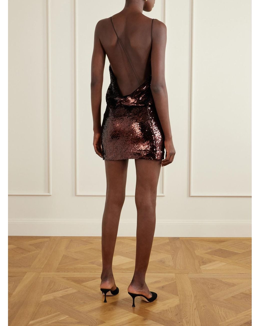Alex Perry Brown Sequined Mesh Mini Dress