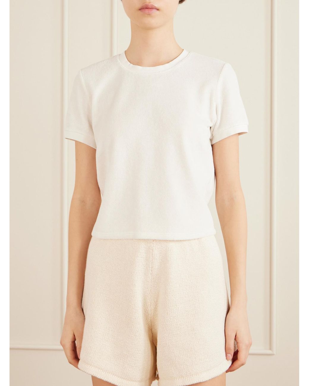 Suzie Kondi White Carpi Cotton-Blend Terry T-Shirt