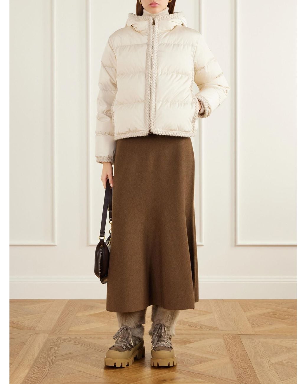 Moncler Natural Peak Apres Plush-Trimmed Suede And Rubber Ankle Boots