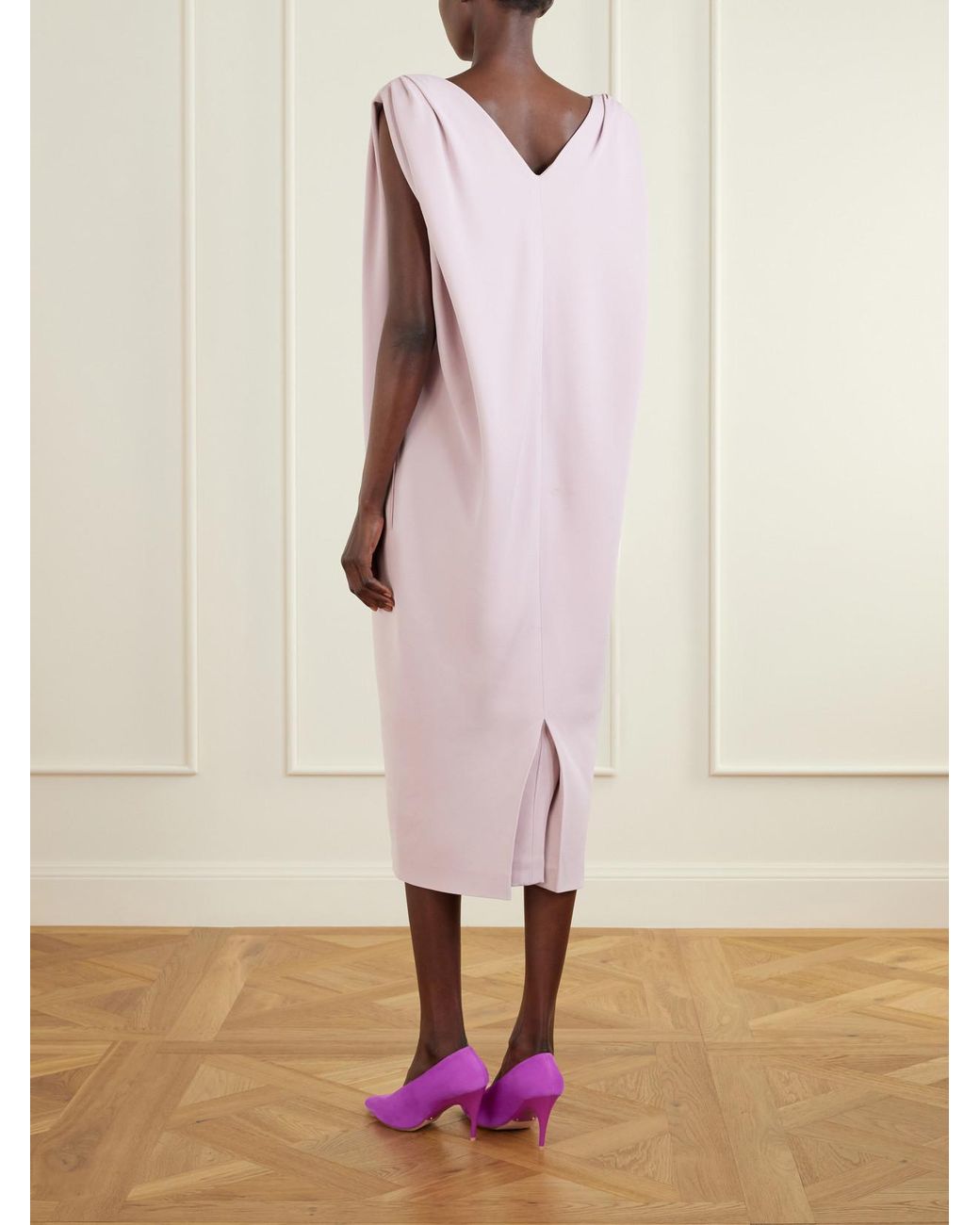 Balenciaga Pink Sack Silk And Wool-Blend Cady Midi Dress