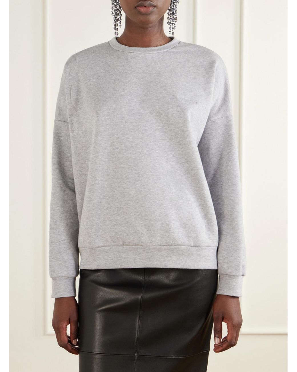 Magda Butrym Gray Cape-Effect Draped Cotton-Blend Jersey Sweatshirt