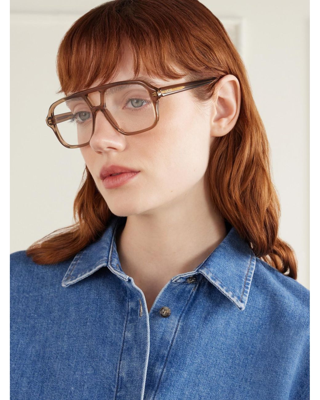 Loewe Natural Slim Aviator-Style Acetate Glasses