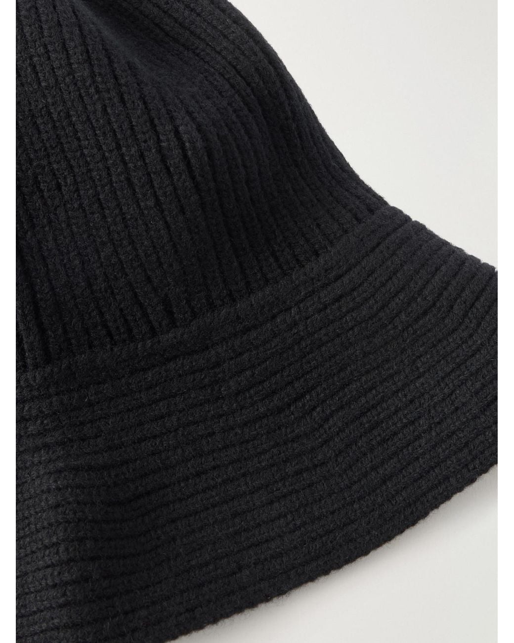 Nour Hammour Black Bruno Ribbed Merino Wool And Cashmere-Blend Bucket Hat