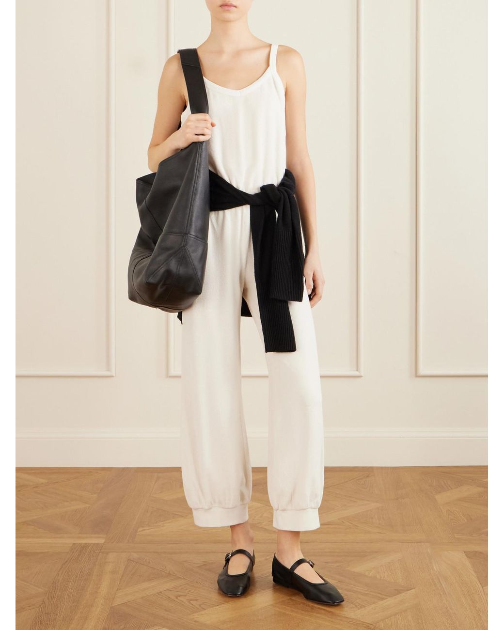 Suzie Kondi White Giorgi Cotton-Blend Terry Jumpsuit