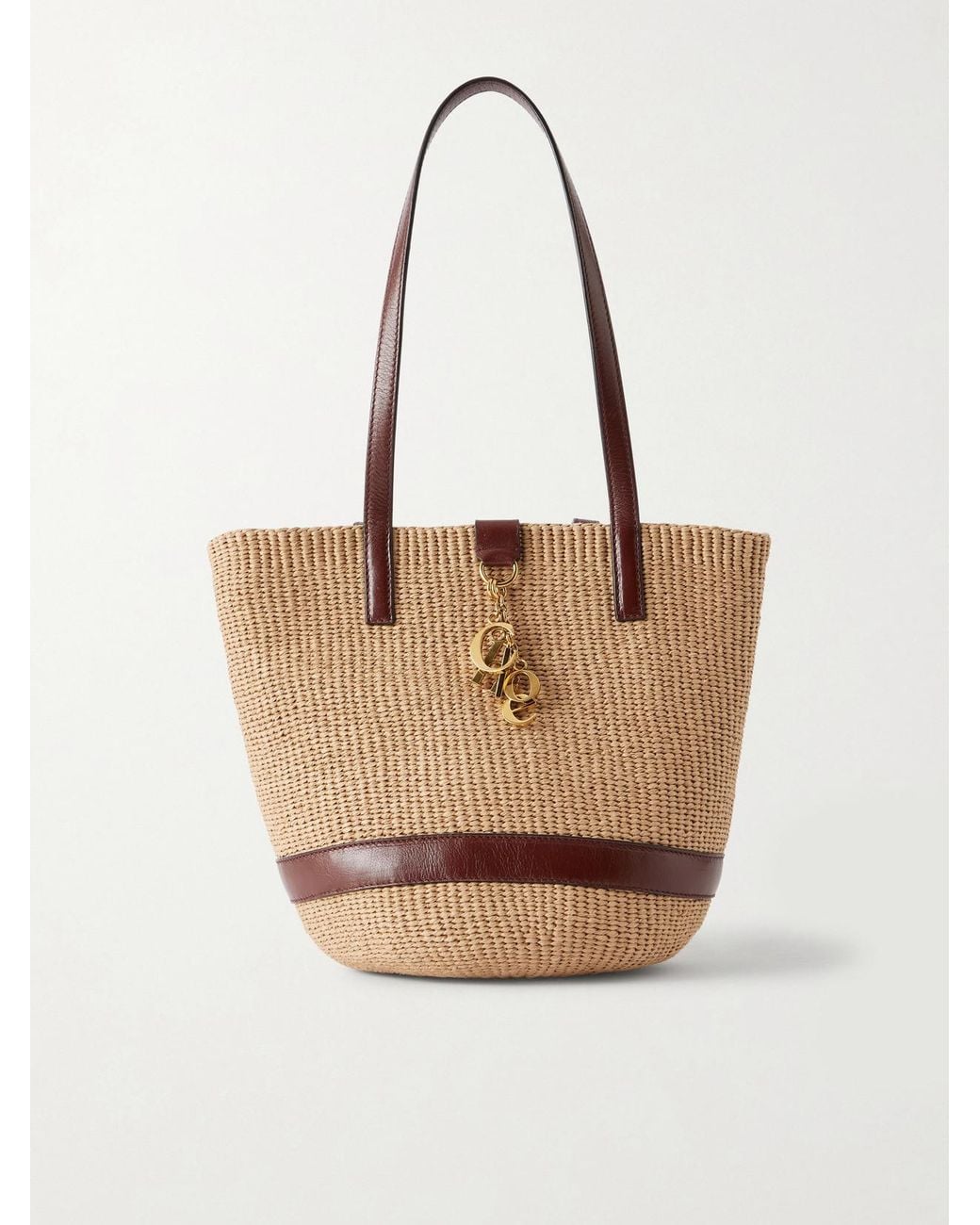 Chloé Natural Leather-Trimmed Raffia Tote Bag