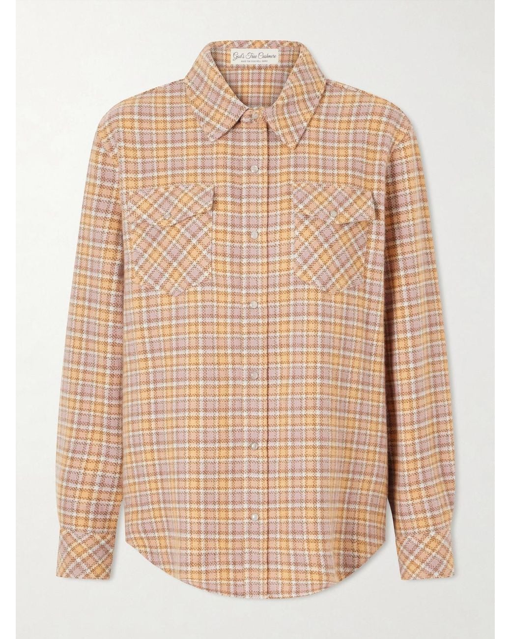 God's True Cashmere Natural Midnight Rose Checked Cashmere Shirt
