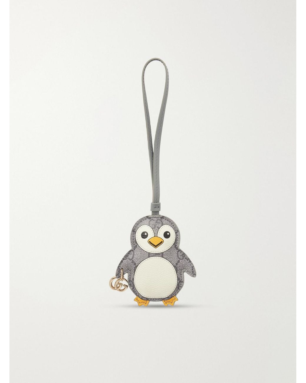 Gucci White Embellished Leather-Trimmed Printed Coated-Canvas Bag Charm