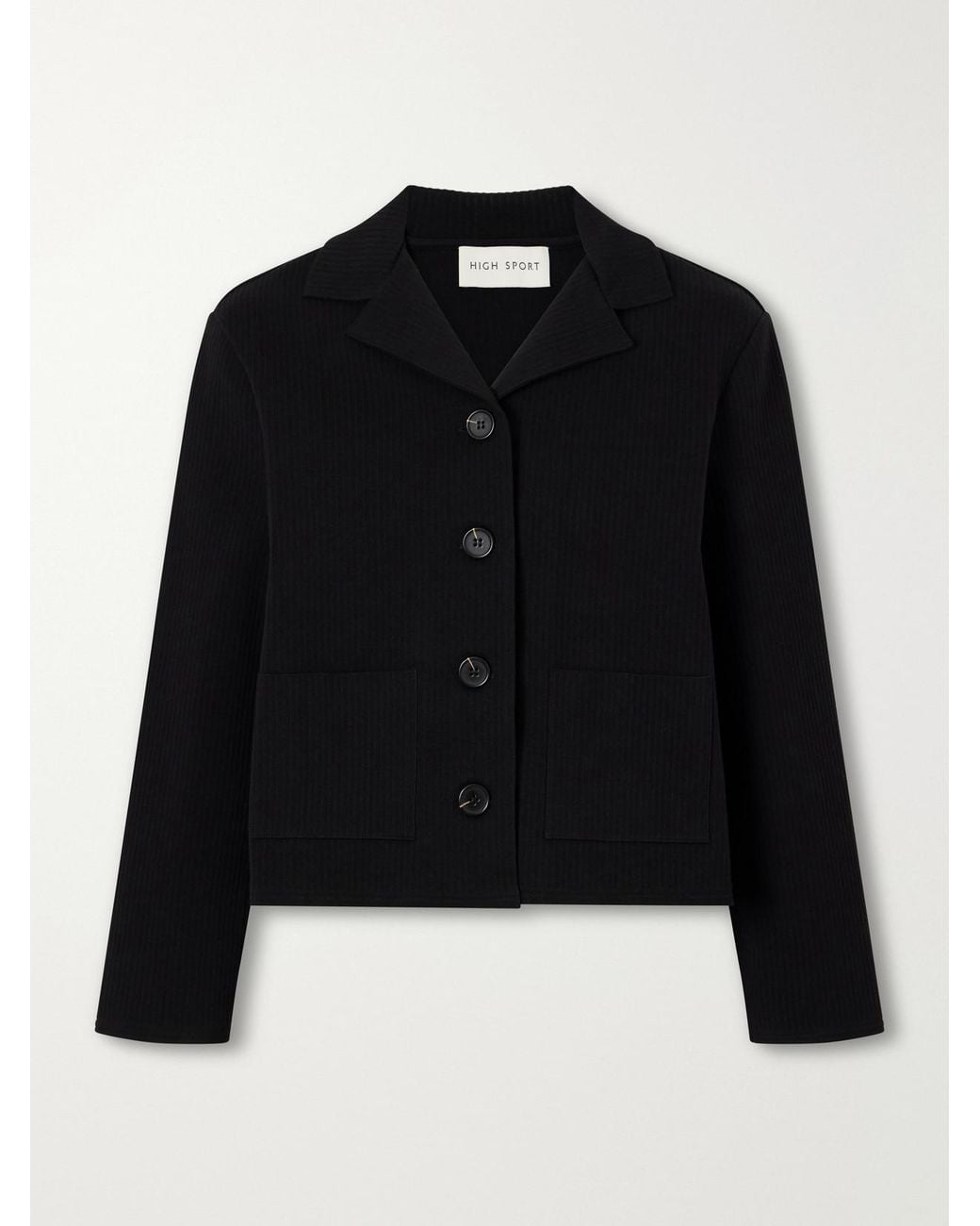 High Sport Black Maude Ribbed Cotton-Blend Jacket
