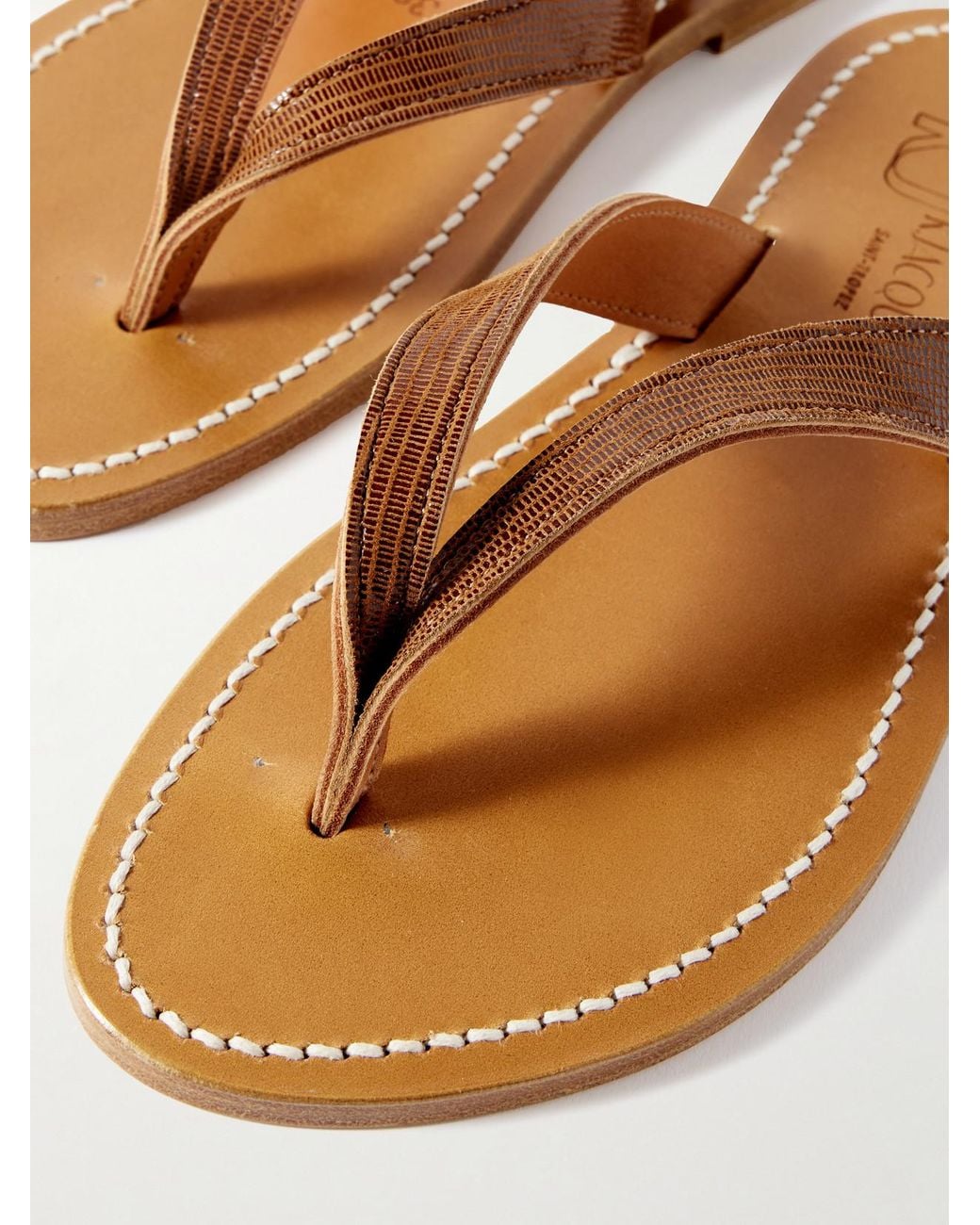 K. Jacques Brown Torino Lizard-Effect Leather Sandals