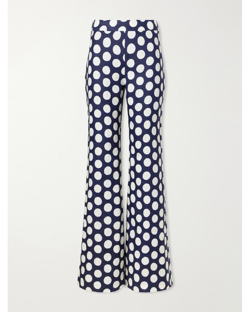 Cara Cara White Polka Dot Linen Wide-Leg Pants