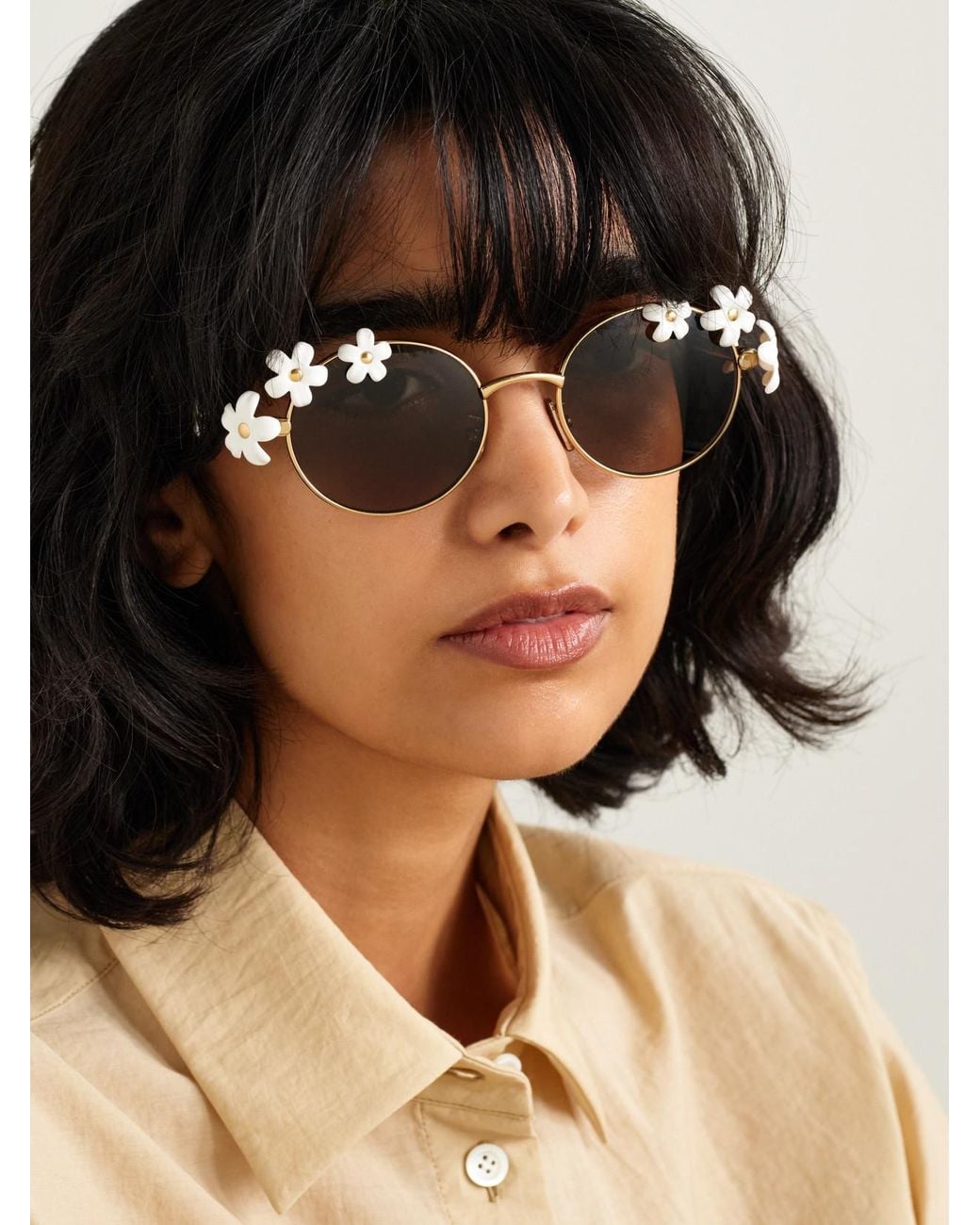 Loewe Natural Paula's Ibiza Embellished Round-Frame-Tone Sunglasses