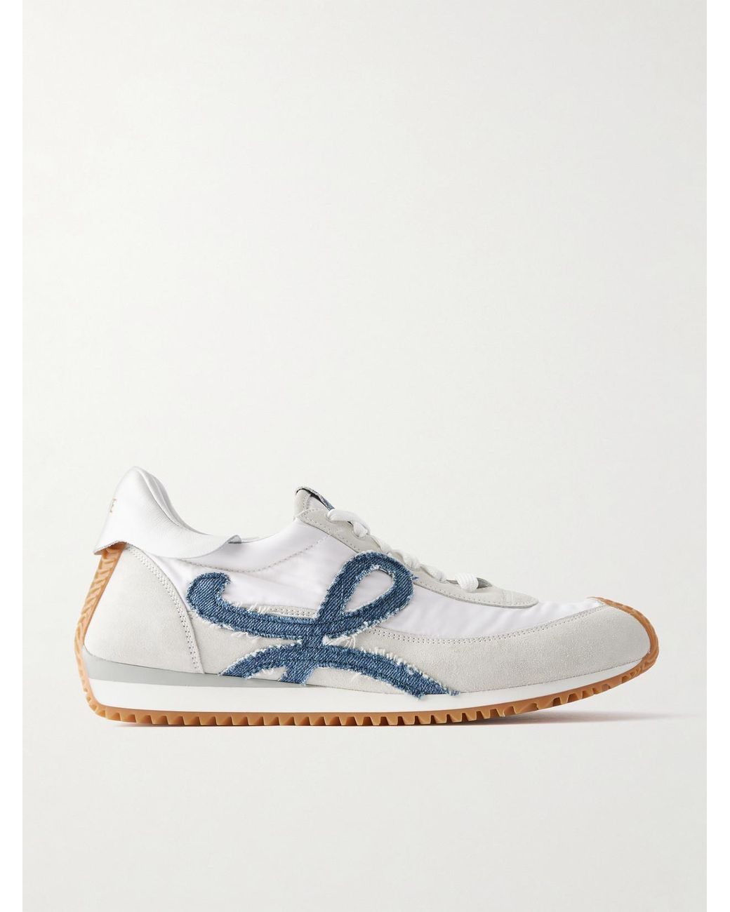 Loewe Blue Flow Runner Denim-Trimmed Shell And Suede Sneakers