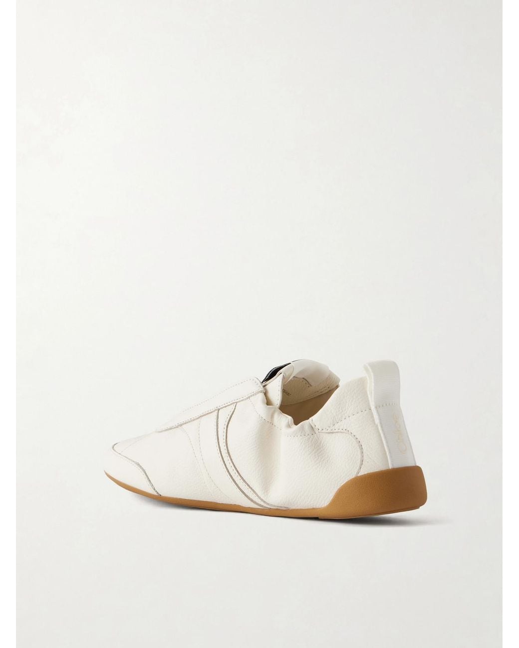 Chloé White Kick Textured-Leather Low-Top Sneakers