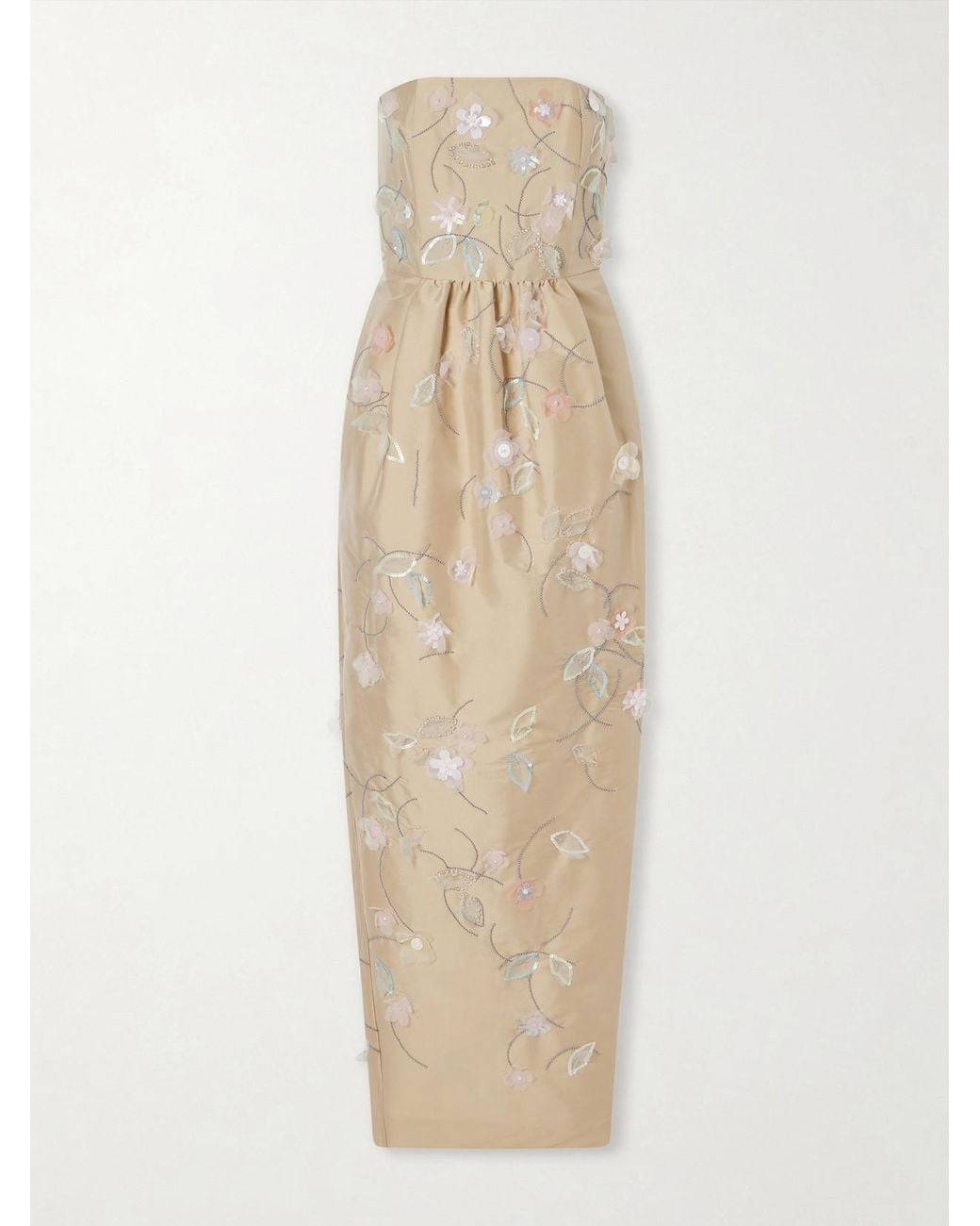 BERNADETTE Natural Lena Embellished Taffeta Gown