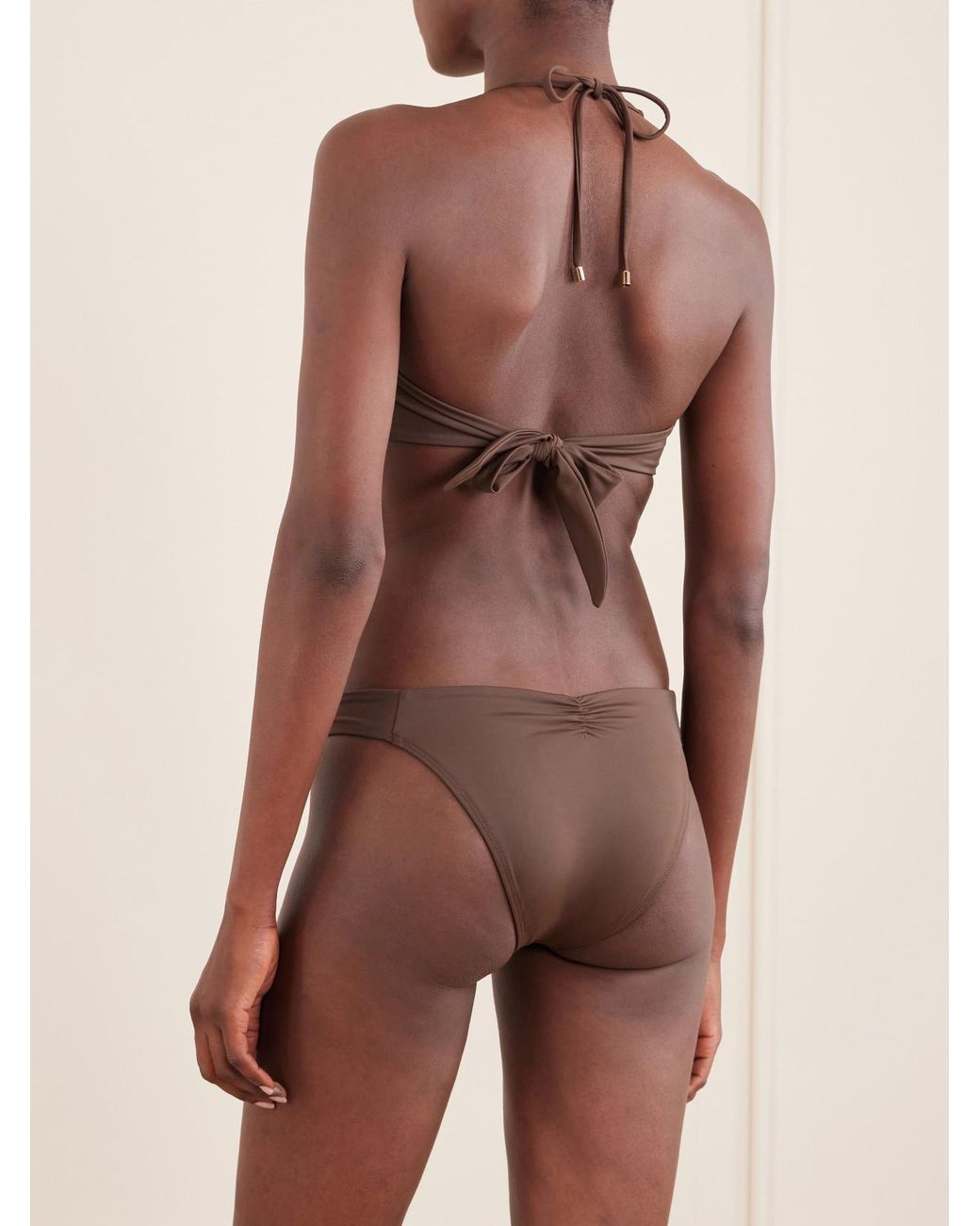 Away That Day Brown Sorrento Embellished Bikini Top