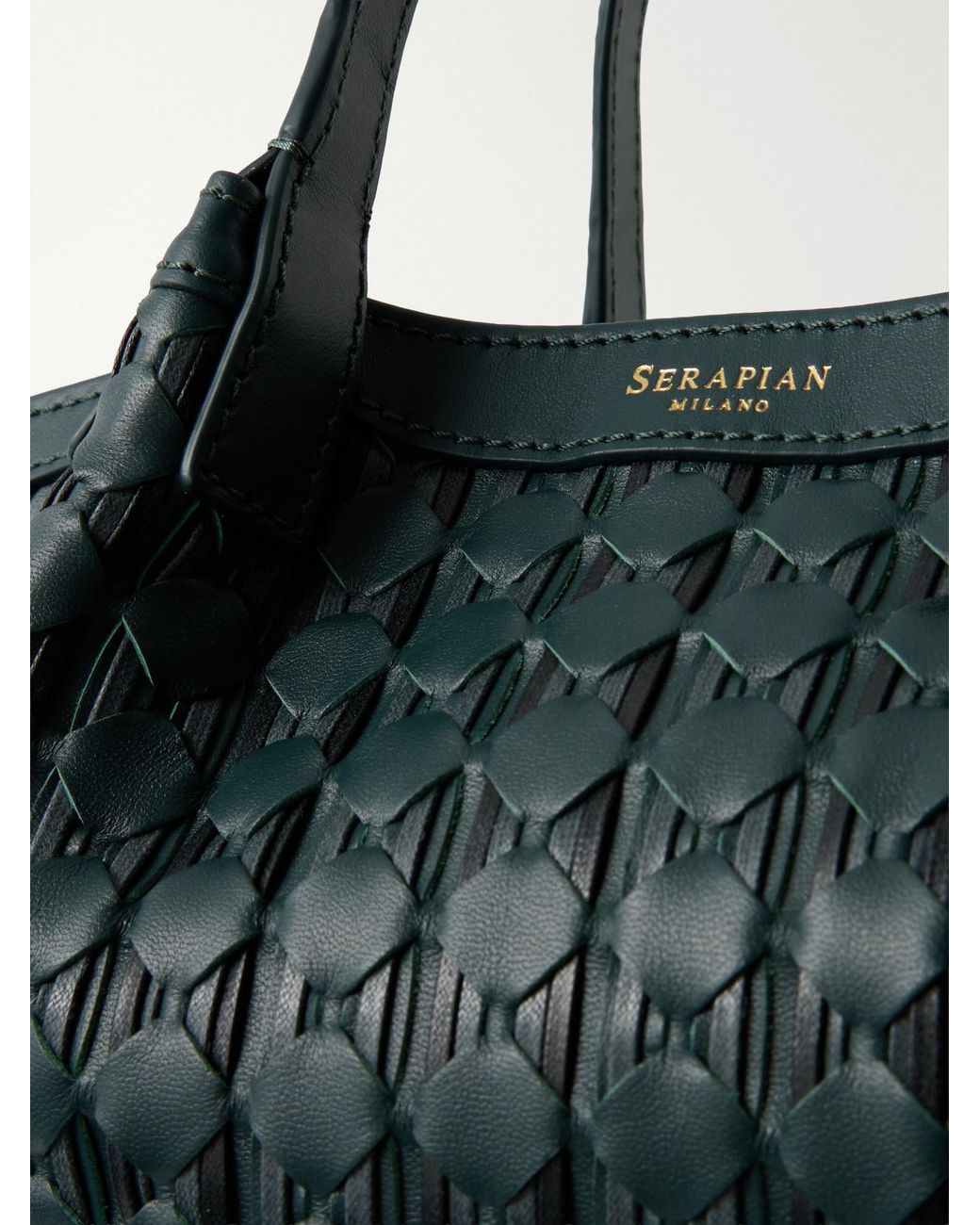 Serapian Blue Secret Mosaico Leather Top-Handle Bag